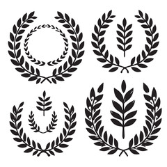laurel wreaths silhouette vector