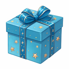 Bright Blue Gift Box Isolated on Transparent Background for Festive Surprises