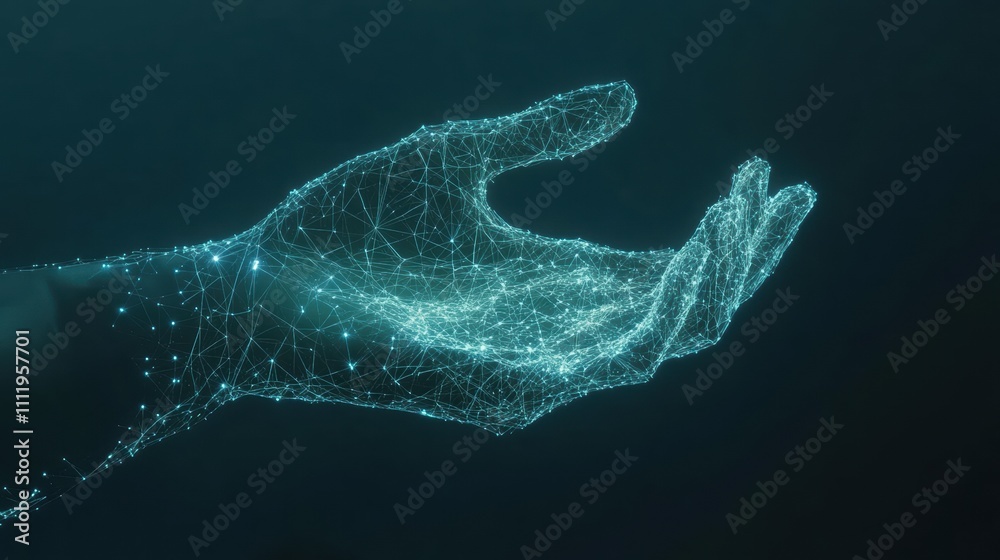 Poster digital interaction concept virtual space graphic visualization futuristic environment close-up view