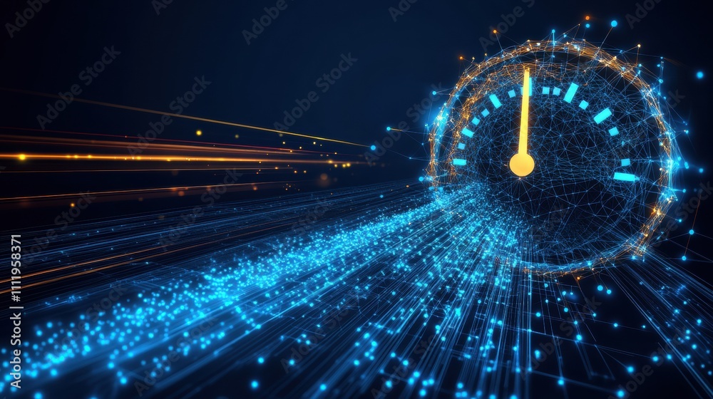 Poster dynamic speedometer visualization digital space infographic tech environment futuristic viewpoint da
