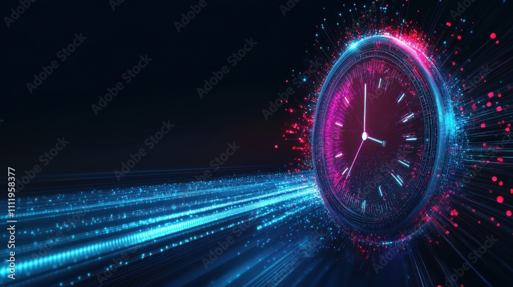 Poster dynamic time visualization digital realm graphic design futuristic environment abstract view concept