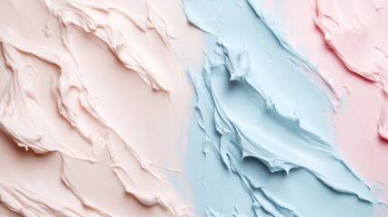 Obraz premium Swirled Pink, Blue, and White Cosmetic Cream Texture