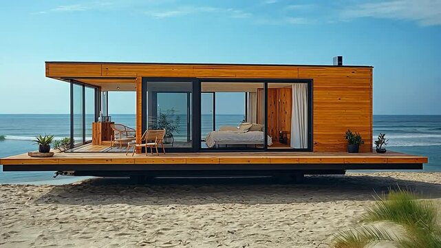 Luxury Beachfront Tiny House on Wheels: Ocean View Getaway