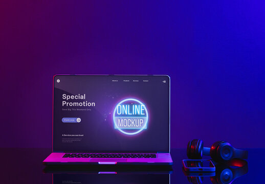 Neon Promo Computer Mockup