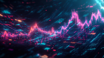 Dynamic digital financial chart illustrating market trends and data visualization in vibrant colors