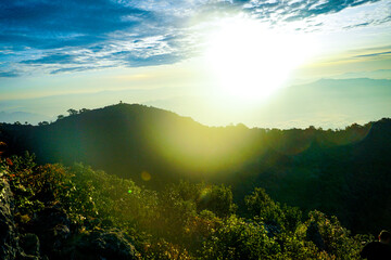 Sunrise overmountain landscape nature photography scenic viewpoint tranquil environment inspiring concept for serenity
