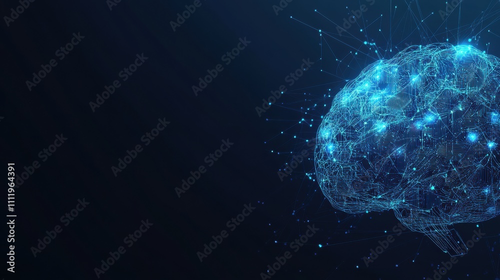 Aufkleber An abstract representation showcases a digital AI chip within a technology-inspired brain on a dark blue background, emphasizing innovation. Generative AI