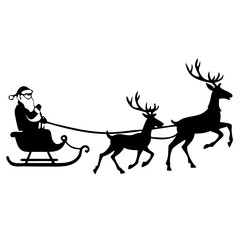 Santa Claus sleigh, Santa Sleigh Silhouette Vector, Santa Claus Sleigh Vector Art