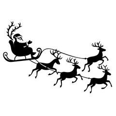 Santa Claus sleigh, Santa Sleigh Silhouette Vector, Santa Claus Sleigh Vector Art
