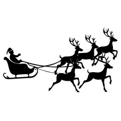 Santa Claus sleigh, Santa Sleigh Silhouette Vector, Santa Claus Sleigh Vector Art