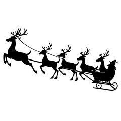 Santa Claus sleigh, Santa Sleigh Silhouette Vector, Santa Claus Sleigh Vector Art