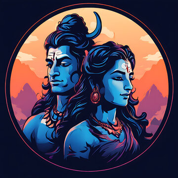  lord shiva and goddess parvati wedding
of shiv parvati illustration vectror