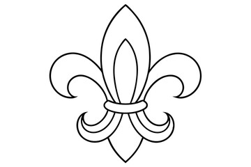 A simple Fleur de Lis line art vector white background