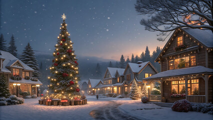 "Captivating winter wonderland filled with snow-covered trees, sparkling ice, and a serene, magical atmosphere that transports you to a festive holiday escape"