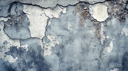Obraz premium Close-up of a weathered concrete wall with peeling paint.