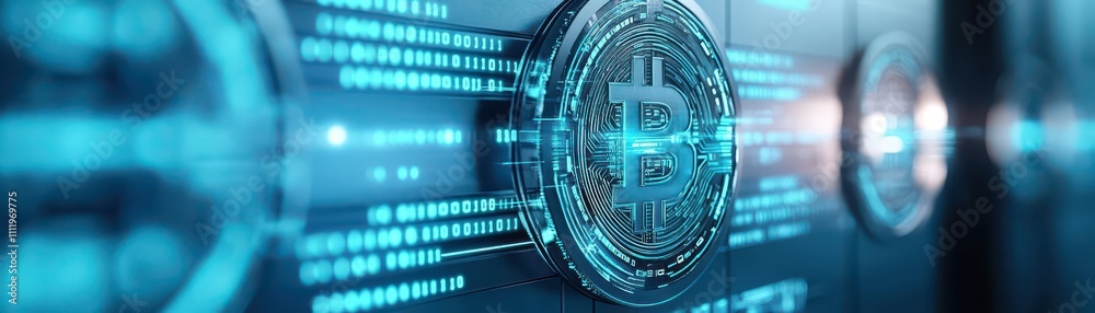 Aufkleber Cybernetic blockchain chains linking encrypted vaults front view highlighting immutability and trust futuristic tone Monochromatic Color Scheme