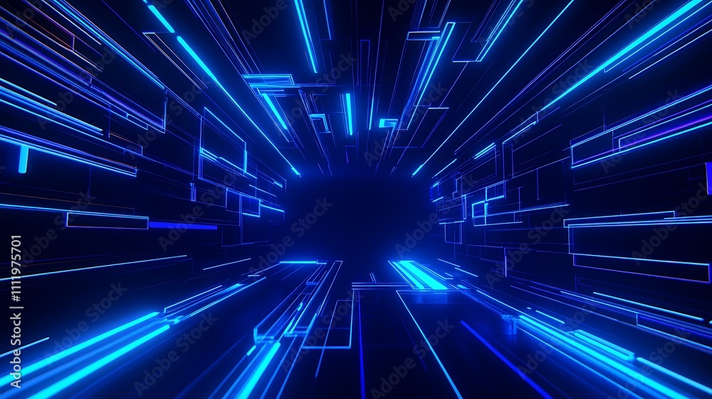 Aufkleber Futuristic Blue Light Trails Creating a Dynamic Abstract Background for Technology and Innovation Themes