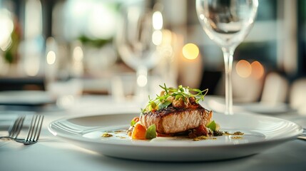 Delicious Grilled Salmon  with Garnish