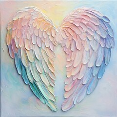 Obraz premium Colorful Angel Wings in a Soft Sky Background