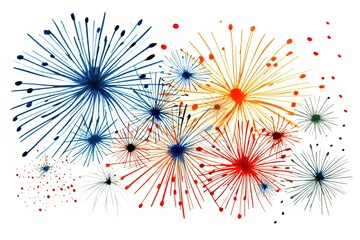Seamless border with fireworks isolated on white background for Independence day design
