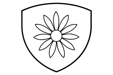 A simple Daisy Shield line art vector white background