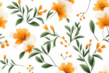 Seamless cute hand drawn floral patterns on a white background. Vector illustration for design
