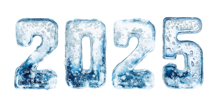 ice number 2025, new year cool font, digital number creative design. cutout png