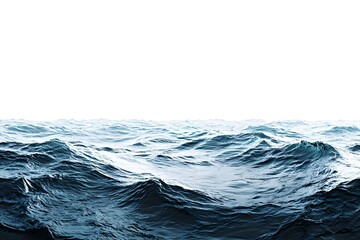 Ocean waves with white horizon isolated on white background
