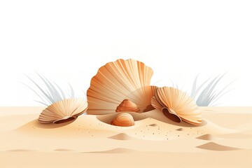 Watercolor seashells on white background hand-drawn illustration. Watercolor summer vacation design elements. Watercolor sea shells clipart.
