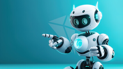 Adorable Robot Spreading Positivity: A Cute Machine Pointing to the Stars