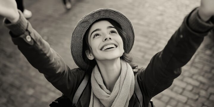Woman with hat and scarf