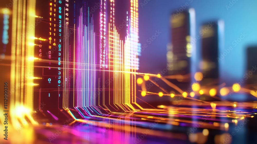 Leinwandbilder colorful data visualization with abstract graphs and lights