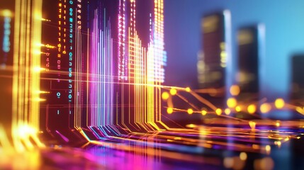 Fototapeta premium Colorful Data Visualization with Abstract Graphs and Lights