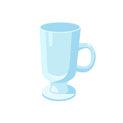 Glass for alcohol and non alcohol drinks in flat style on white background for icons, webs, apps for coffee, tea, dessert