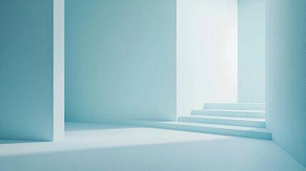 Soft gradient background in light blue with subtle light effects