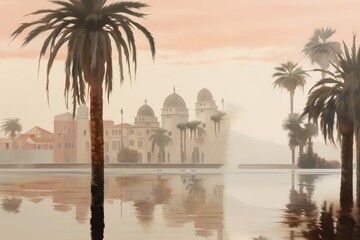 An Illustration of traditional arabian city, in Saudi arabia, Aldereya area in Riyadh city.
