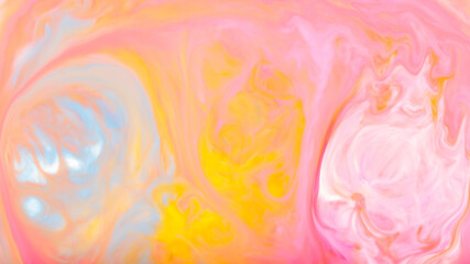 Abstract Fluid Art Background with Swirling Vibrant Pink Yellow and Blue Colors in Dynamic Motion