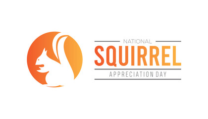 National Squirrel Appreciation Day observed each year during January. Vector template for banner, greeting card, poster with background.