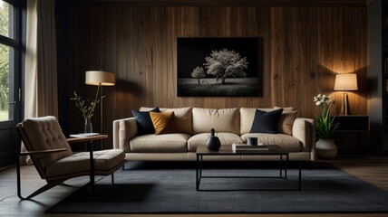  Farmhouse, country style home interior design of modern living room 