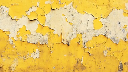 Obraz premium Peeling paint on a bright yellow wall gives it a weathered, rustic charm.