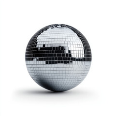 A shimmering disco ball reflecting colorful lights in a dance environment isolated on white background
