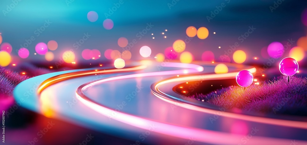 Poster colorful abstract background with glowing lights and curved lines creating a dynamic visual effect.