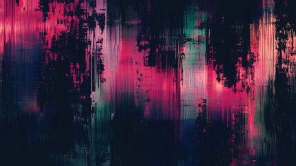 Obraz premium A striking abstract background featuring blurred streaks of vibrant pink, teal, and dark tones.