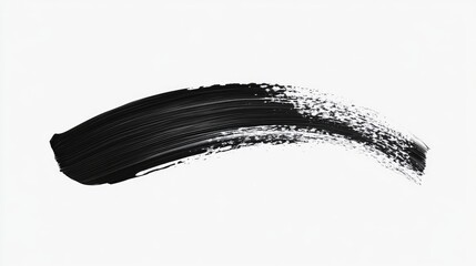 Fototapeta premium Dynamic black paint stroke on a white background, emphasizing creativity and art.