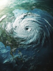 Earth from space with hurricane