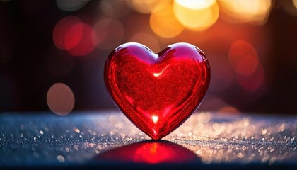 Obraz premium closeup of red glass heart for love and romance 