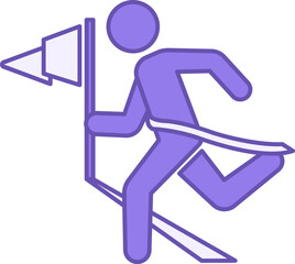 Finish Line Color Icon. Vector Illustration. Athlete Crossing Finish Line. Running Man. Victory, Success, Achievement. Sports Concept