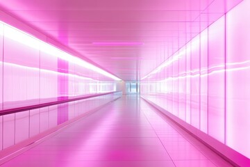 Futuristic Neon Corridor with Vibrant Pink and Purple Lighting - A stunning futuristic corridor featuring vibrant pink and purple lighting, symbolizing modernity, creativity, technology, innovation, a