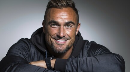 Obraz premium Young, handsome and friendly face man smile, dressed casually with happy and self-confident positive 