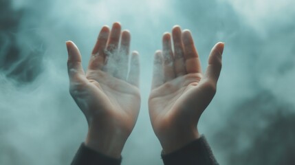 Hands Reaching Up Through Smoke